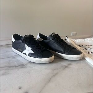 Black and White Mens Golden Goose Superstar Sneakers